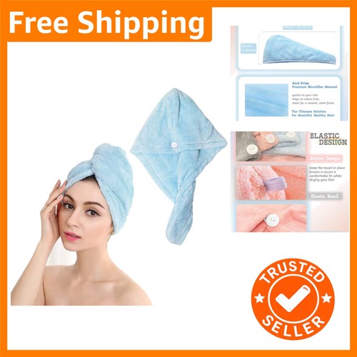 Blue microfiber hair towel - blue,