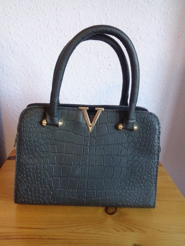 Handbag black faux - handbag,