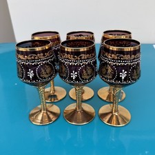 Six Ruby Red and Gold Gilt