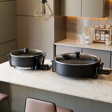 4/8L Electric Frying Pan with Glass Lid Multi-Function Healthy Cooker Pot NEW