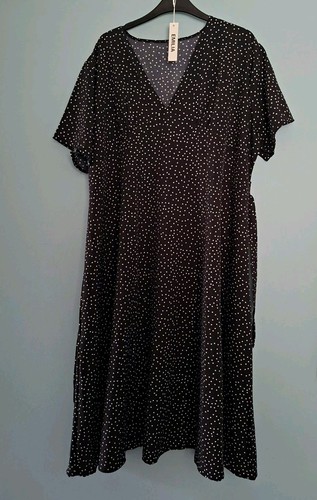 Navy white polka dot - dot, smock