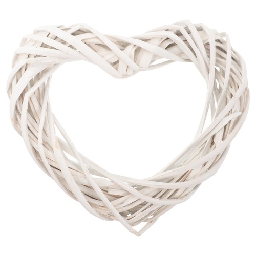 White heart rattan wreath - white,