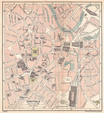 Sheffield Map 1924 Vintage