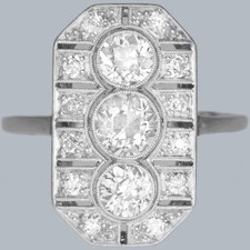 Exquisite Art Deco 2.5ct Old Cut Diamond Platinum Plaque Ring Antique 1920s Ring