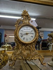 French Louis XV Style Robert Grant of London Brass Mantel Battery Clock