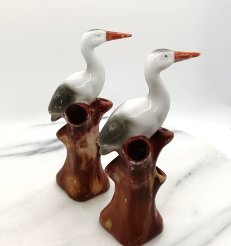 Pair vintage stork bird - of,