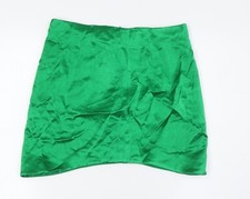 Zara Womens Green Viscose A-Line Skirt Size S Zip
