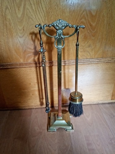 Brass companion set stove - stove, open
