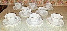 SET OF 8 VINTAGE SHELLEY WHITE DAINTY TRIOS / TEA COFFEE CUPS 87mm