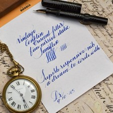 Vintage Conklin Crescent Filler BHR 14k Gold Fine Cursive Italic Semi-flex Nib