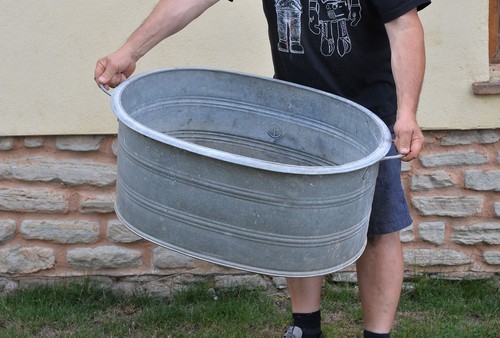 Vintage old galvanized bath - vintage,