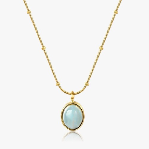 Aquamarine gemstone necklace - aquamarine,