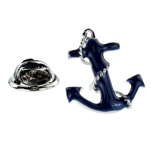 Blue anchor chain lapel - blue, &