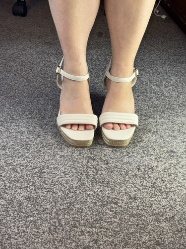 White bridal wedge ankle strap - wedge,