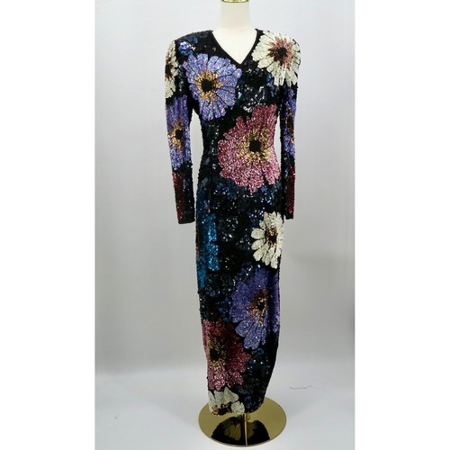 Vintage silk sequin - sequin, floral