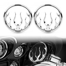 Flame Speaker Grill Accent Trim Cover Chrome for Harley Electra Street Glide Tri
