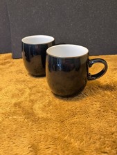 A Pair Of  Used Large Denby Jet  White And Black Curved  Mugs