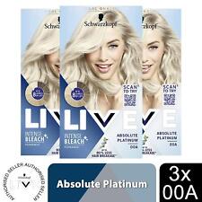 3x LIVE Absolute Platinum Blonde Permanent Hair Dye, Intense Lightener 00A