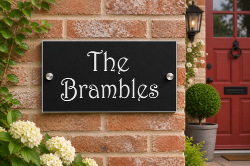 Modern house sign aluminium - house,
