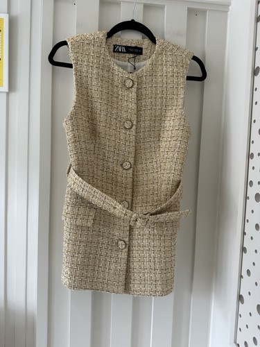 Zara gold waistcoat with belt - zara,