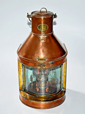 ANTIQUE NEPTUNE COPPER SHIPS LAMP NAUTICAL LANTERN with ORIGINAL OIL BURNER