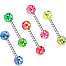 Tongue Bar Industrial Nipple - AB Splatter - Choose Colour - 10mm up to 40mm