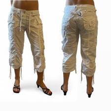Y2K  Vintage River Island White cotton cargo capris trousers  size 10 low rise