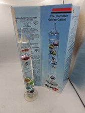 Galileo Thermometer Water Glass Degree C 14.6 Inches Boxed Large Stainless Steel