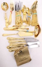 70 x SBS SOLINGEN Bestcke 23/24ct Gold Plated 8 Person Cutlery Set -H30