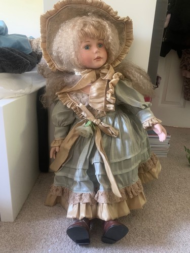 Porcelain doll large blonde - doll,,