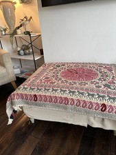 VINTAGE Canvas woven Natural  Cotton Ethnic Rug / Wall Hanging/ Footstool