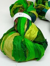 Sari Silk Ribbon, Enchanted Green. Ribbon Craft, UK Seller. 40m