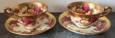 pair of ROYAL CHELSEA GOLDEN ROSE pattern porcelain CUPS & SAUCERS