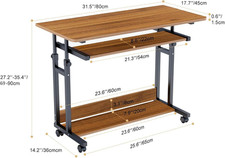 Dripex Mobile Computer Desk with Wheels, Height Adjustable for Small Spaces