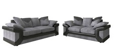 3 and 2 seater Sofas Dino Jumbo Cord Grey / Black leather , Beige Free Delivery