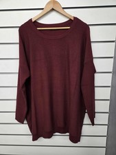 LADIES EVANS BURGUNDY LONGLINE FINE KNIT TUNIC JUMPER SIZE UK 20-22 (REF 656)