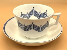 Robert Dawson Wedgwood China Lattice After Willow Pattern tea cup & saucer duo.