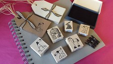 East of India Rubber Stamps Horse Elephant Dog Rabbit Vintage Style Stamp Wooden