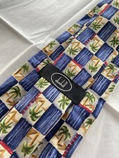 Dunhill Tie With Palm Trees Pattern 100% Silk, Brand New Condition