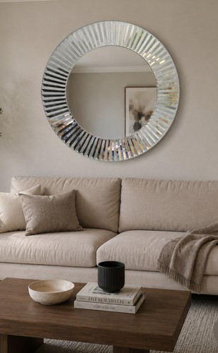 75cm round silver glass - 75cm,