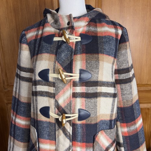 Vintage check duffle - coat, navy
