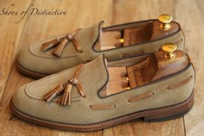 Loake Shoemaker Lincoln Tasselled Beige Suede Shoes Loafers Mens UK 7.5 F