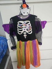 Girls Skeleton Unicorn Halloween Costume Fancy Dress 9-10 Years New