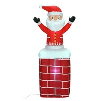 Home Inflatable Santa On A Chimney Outdoor Christmas Decoration 