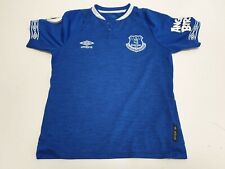 V774 BOYS UMBRO BLUE S/SLEEVE EVERTON FC FOOTBALL TOP T-SHIRT 6-7 YEARS
