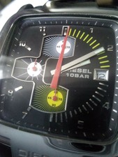 Diesel Mens Chronograph Watch DZ-4028 250508 Black Dial with Black Leather Strap