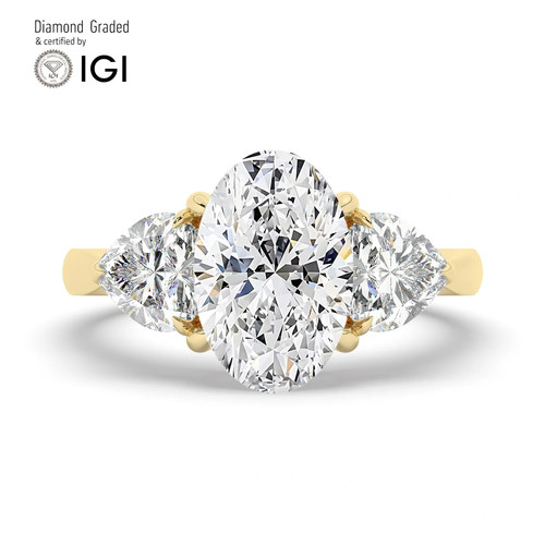 Oval diamond trilogy ring 18k - trilogy,