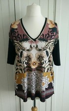 Zara Brown Floral Print V Neck Boho Top Medium 12