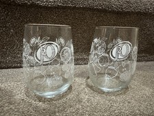 J20 Glasses x 2 Fruit Design Clear Glass Man Cave Home Bar