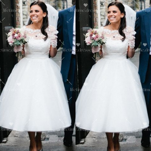 Vintage wedding dress short - wedding,